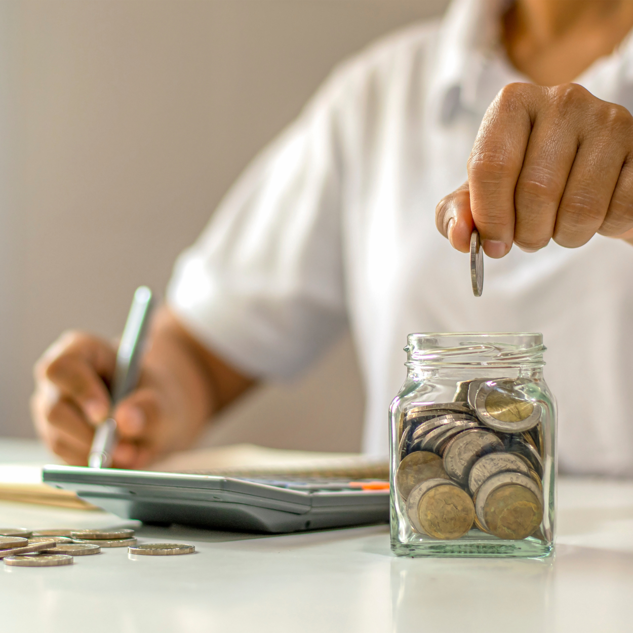 Person calculating finances